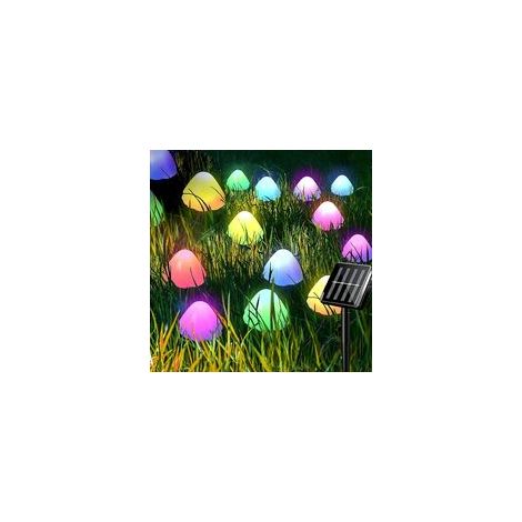 EASYCOMFORT Guirlande Lumineuse Solaire pour Jardin Extérieur - 10 LED, Effet Champignons, Lumières de Voie à Énergie Solaire, Décoration (Multicolore) (1/5)