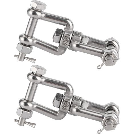 Lot de 2 manilles pivotantes d'ancrage en acier inoxydable 304 avec anneau de sécurité M8 (1/5)