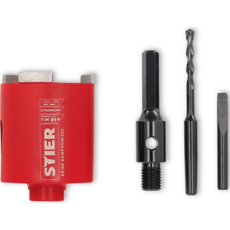 STIER Diamant Dosensenker Satz M16, Sechskant, Durchmesser: 68 mm, Borhtiefe: 60 mm, Dosenbohrer, Bohrkrone für Steckdose, Kernbohrer