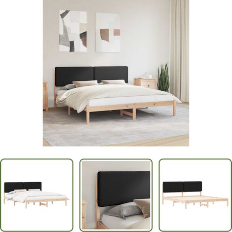 Polsterkopfteil - Bettgestell mit gepolstertem Kopfteil Schwarz 180 x 200 cm (1/5)