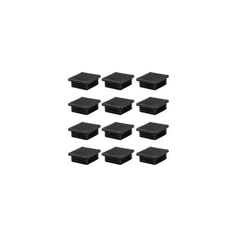Couvercles de tubes carrés en plastique noir 50x50mm Lot de 12 pièces Résistants à l'humidité Installation facile pour chaises et tables (1/5)