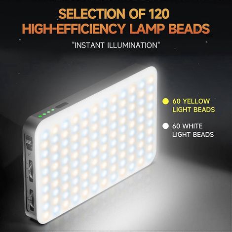 LED-Videoleuchte im Taschenformat, dimmbar, 2500K-9000K, Konferenzleuchte für Computertische