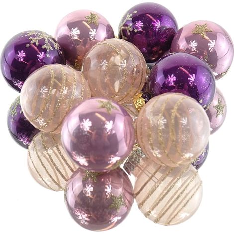 Christbaum-Micro-Kugeln Feige & Rosa 3er mix Ø 3 cm aus Glas - 9er Set