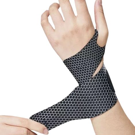Attelle de poignet fine Aqyh - Réglable - Souple et respirante - Soulagement du syndrome du canal carpien - Support léger - Support de compression pour poignet - Main droite/gauche - Coussin de poigne (1/4)
