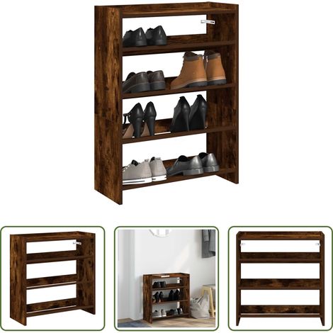 vidaXL Bois d'ingénierie - Étagère à chaussures chêne fumé 60x25x62 cm bois d'ingénierie (1/5)