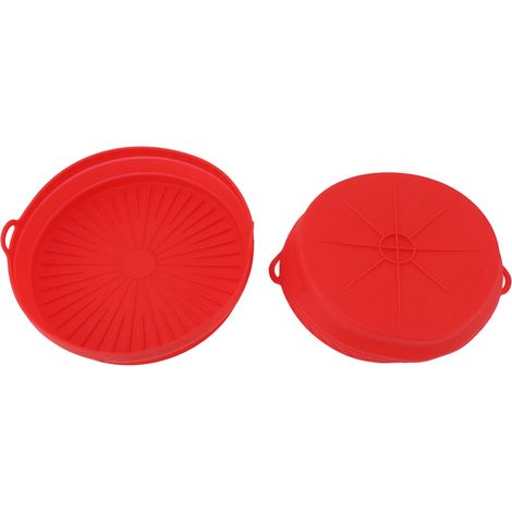 2 Stück Silikon-Fritteusen-Einsätze, faltbar, wiederverwendbar, rot (1/5)