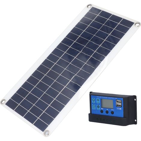 Panneaux solaires monocristallins en silicium de 8 W avec contrôleur 10 A, kit de panneau solaire portable pour camping-car, bateau et camping.