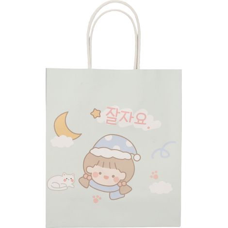 12 sacs cadeaux réutilisables à motifs de dessins animés, mini sacs cadeaux en papier kraft blanc de grande capacité avec poignées, adaptés au travail, à l'école et à d'autres occasions (taille 2). (1/5)