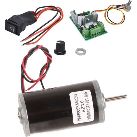 Moteur à aimant permanent CC miniature, silencieux et à grande vitesse, fonctionnant dans les deux sens (avant et arrière), adapté aux générateurs DIY, 24 V, 8000 tr/min. (1/5)