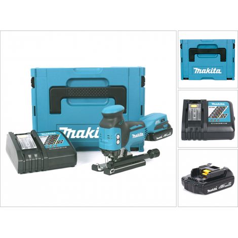 Makita DJV 181 Y1J-D Seghetto alternativo a batteria 18V in valigetta Makpac + 1x Batteria BL 1815 N 1,5 Ah + Caricatore rapido DC 18 RC