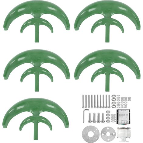 Éolienne double étage 5 pales 800W 12V, générateur d'énergie éolienne verte type lanterne pour jardin ou camping. (1/5)