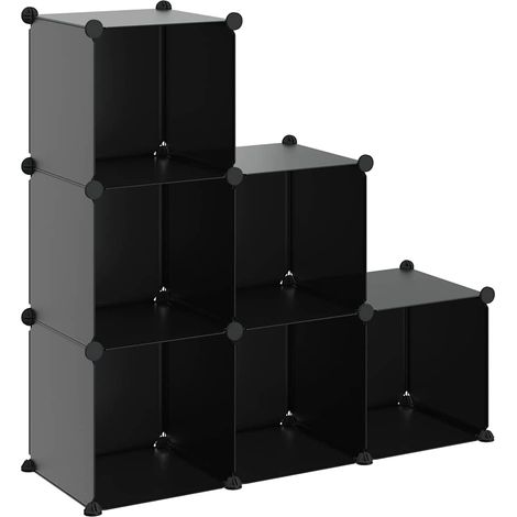 vidaXL Estantería de cubos con 6 compartimentos negro PP (1/2)