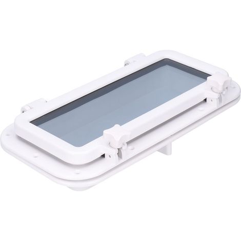 Hublot Rectangulaire en Verre Trempé Ouvrant pour Bateau Yacht Camping-Car Blanc 40x20cm