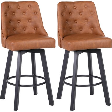 Modern Bar Stools Set of 2,Swivel, with Back, Brown (1/5)