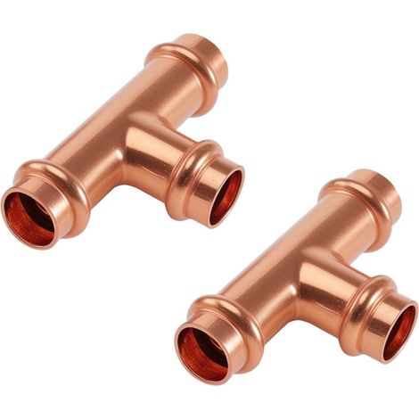Lot de 2 raccords à sertir - En cuivre - 15 x 15 x 15 mm - 15 mm - Pour eau potable et chauffage - Contour en V - Pour tube de diamètre extérieur de 15 mm (1/5)