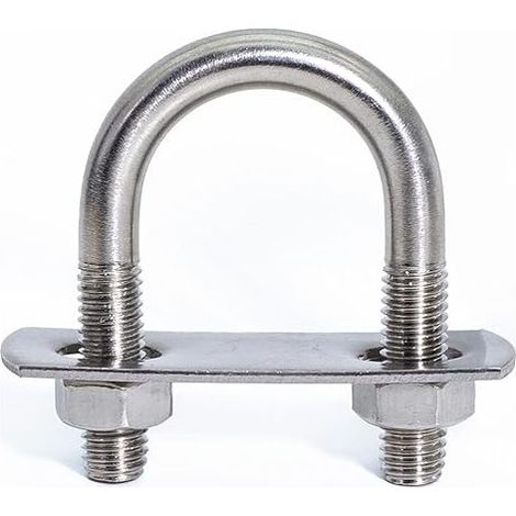 M8 Boulons en U 22mm Innenbreite, Bride de Fixation, Ronds U Bolts avec Écrou Plaques Rondelle, Convient pour la fixation de tuyaux M8 x 22mm 2 Ensembles (1/4)