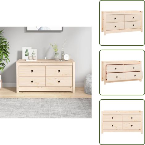 Beistellschrank 100x40x54 cm Massivholz Kiefer - Holz Sideboard - Wohnzimmertisch - Kiefernholz - Massiver Tisch - Regal