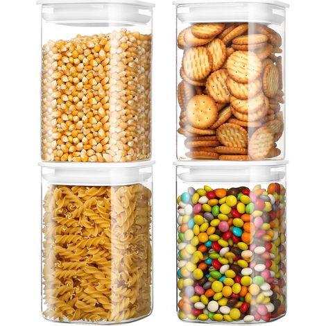 Bocal en Verre avec Couvercle Hermétique 1100ML 4 Pièces, Pots en Verre, Boite Hermetique Alimentaire sans BPA, Compatible Lave-vaisselle Bocaux Rangement Cuisine pour Café, Riz, Pâtes (1/5)