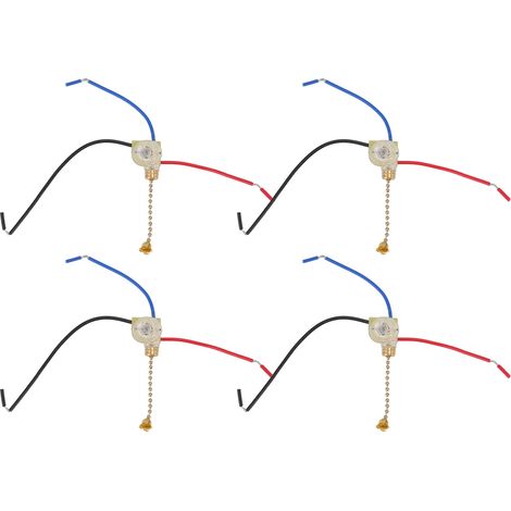 4 pièces interrupteur à chaîne de tirage pour ventilateur de plafond, commutation de lampe 3 fils, 250V 125V, doré (1/5)