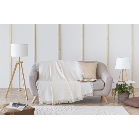 Todocama - Copriletto multiuso per divano, coperta in pile, plaid per letto, copriletto, copriletto, copriletto, copriletto, jarapas, prodotto in Spagna, classico. (125 x 180 cm, panna) (1/5)