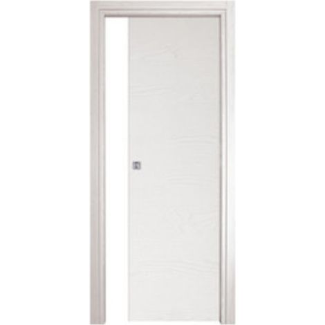 Porta per Interno Scorrevole a Scomparsa (Interno Muro) in Frassinato Bianco 2100X700 mm - SOLO PANNELLO