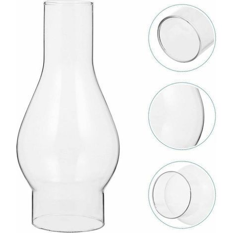 Lampenschirm aus Klarglas für Öllampe, Glas-Kaminschirm für Petroleumlampe, Lampenschirm für Petroleumlampe, austauschbare Zubehörteile (Größe: Klein) (1/4)