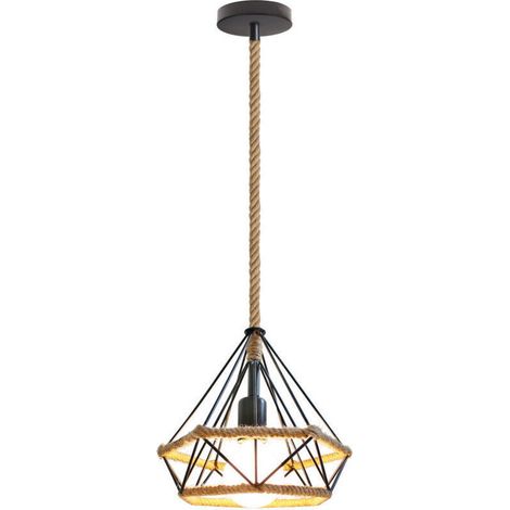 Lustre - suspension corde de chanvre - diam: 25cm