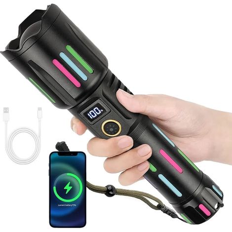 TRADE SHOP - Torcia Elettrica Led In Lega Di Alluminio Ad Alta Luminosità Ricaricabile Con Zoom L550 - (1/5)