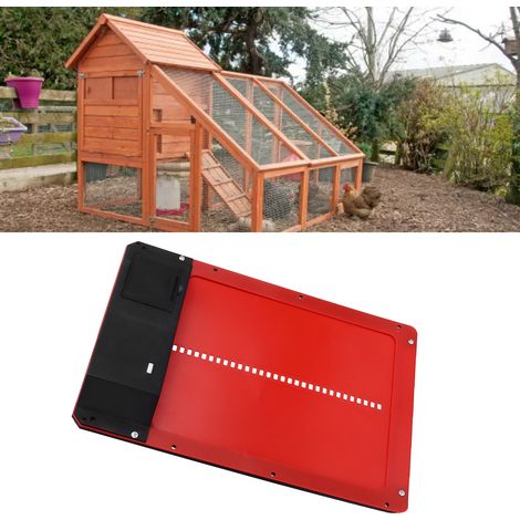 Porte automatique pour poulailler (Porte automatique pour poulailler à détection de lumière, rouge, sans étiquette) (1/5)