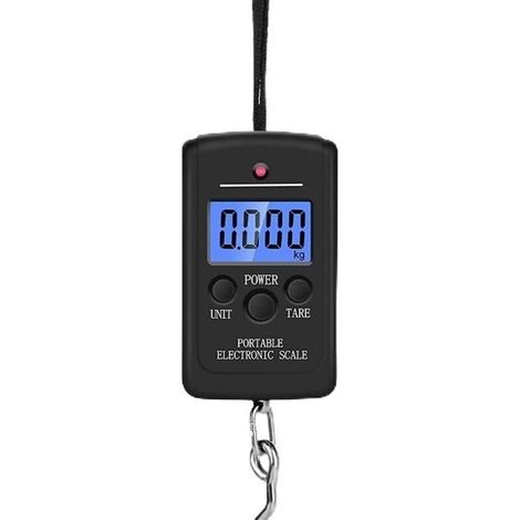 Pèse-personne portable avec écran LCD rétroéclairé 40 kg Balance électronique Pèse-bagages (noir)