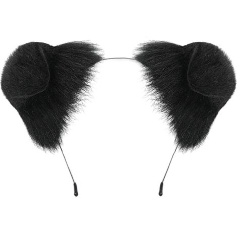 Cerchietti per capelli con orecchie da cane in peluche a forma di cartone animato, per - Nero