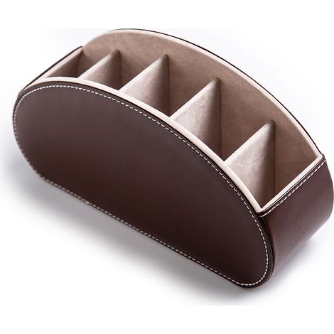 Support Télécommande - Organiseur 5 Compartiments en Cuir Synthétique - Pour Télécommandes TV Climatiseur Décodeur - Bureau Canapé Table de Chevet - 1 Pièce