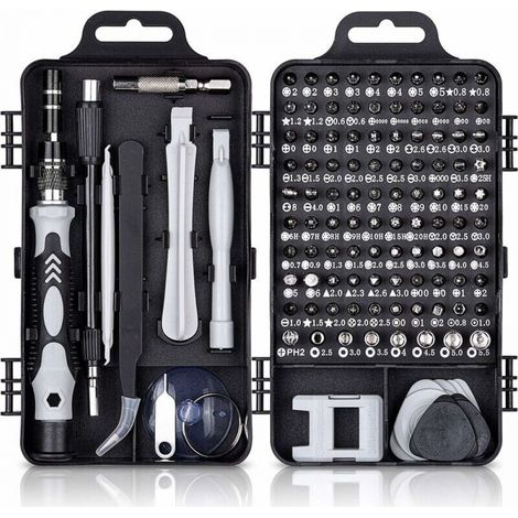 115-in-1 Präzisionsschraubendreher-Set, tragbarer magnetischer Präzisionsschraubendreher, Reparaturwerkzeug für Computer/Laptop/iPhone/Brillen/Uhren/Smartphones, Schwarz