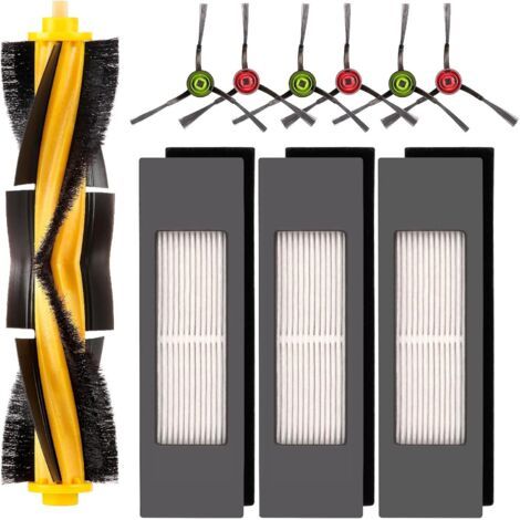 Sollbry Kit de brosses filtrantes de rechange compatible avec Ecovacs T8/T8 MAX N8 PRO Kit d'accessoires pour aspirateur robot, 1 brosse à rouleau principale, 3 filtres HEPA, 6 brosses latérales (1/5)