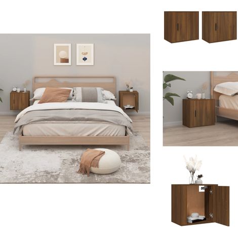 Tables de chevet murales 2 pcs Chêne marron 50x30x47 cm - Table De Chevet Murale - Meuble De Chambre - Table De Nuit - Étagère Murale - Rangement Mural (1/5)