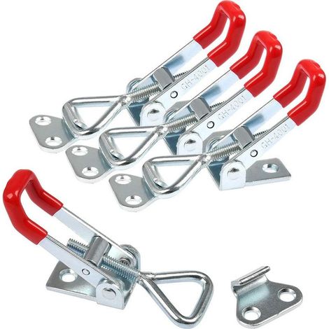 4 piezas de pestillo de palanca de metal 4001 Capacidad de sujeción 100 kg / 220 lbs, abrazaderas de palanca ajustables para carpintero para fijación y apriete (1/5)