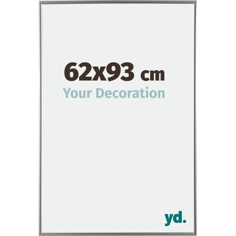 Your Decoration - 62x93 cm - Cadre Photo en Plastique Avec Verre acrylique - Anti-Reflet - Excellente Qualité - Argent Brillant - Cadre Decoration Murale - Evry.