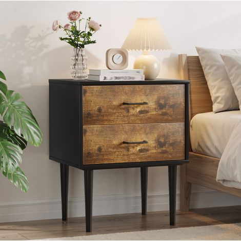 Comodino con 2 cassetti in MDF marrone antico OKMYHOME (1/5)
