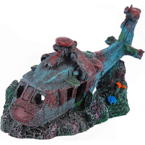 Realistisches Deko-Kampfflugzeug aus Kunstharz für Aquarien – Himmelblaues Flugzeug, 19 x 11,5 x 8 cm, 1 Stück (1/4)