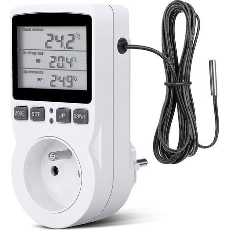 Regulateur Température Numérique, Prise Thermostat Chauffage Refroidissement Regulateur De Temperature Lcd, 230v Pour Régulateur Température Ferme à Effet Serre/Thermostat Terrarium(prise) (1/5)