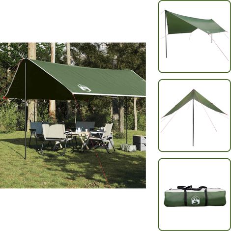 The Living Store Tarp Grün 430x380x210 cm Wasserdicht - Outdoorzelt - Campingzubehör - Wasserdichte Plane - Oxford Gewebe - UV Schutz (1/5)