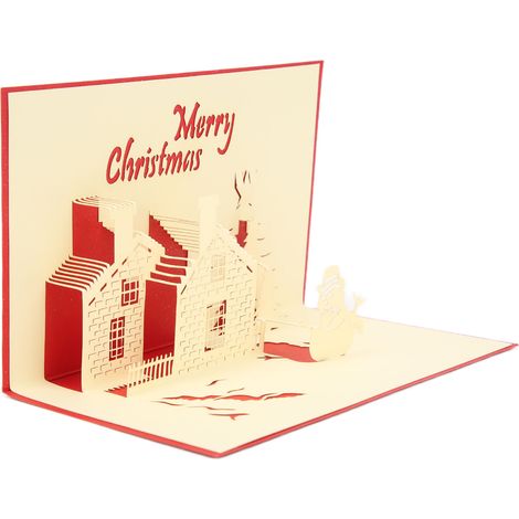 Carte de Vœux 3D Château de Noël avec Enveloppe Ornée (1/5)