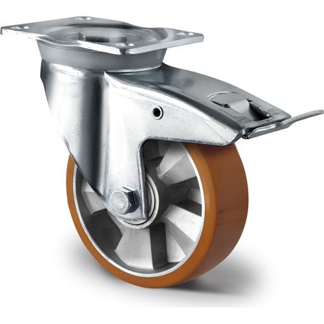 CASCOO Lenkrolle mit Totalfeststeller ø 125 mm Serie BAU5 Doppelkugellager K-Serie