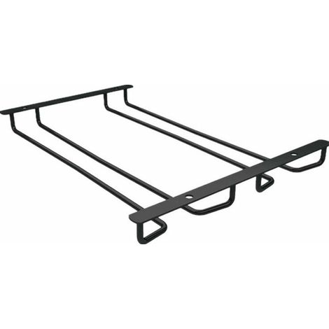 royaluxe - Porte-verres à vin suspendu en acier inoxydable Porte-verres à égouttoir inversé (2 fentes 30cm noir)