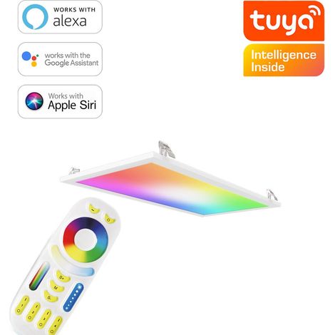 RGB+CCT LED Panel 60x30cm inkl. MiBoxer Smarthomesteuerung 24W 24V Rahmen weiß - Panelmontage:  Deckenhalterung Clips (1/5)