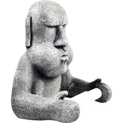 Porte-papier décoratif résine Moai mural pour sanitaires (1/5)