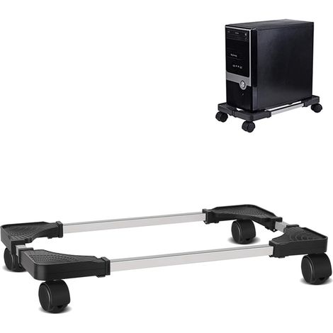 1 support pour unité centrale mobile, tour d'ordinateur réglable avec 4 roulettes, compatible avec la plupart des PC (noir) (1/5)