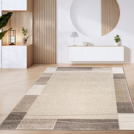 Paco Home Alfombra Salón Pelo Corto Vintage Motivo Geométrico Moderno Marrón Beige 120x170 cm, Marrón 3