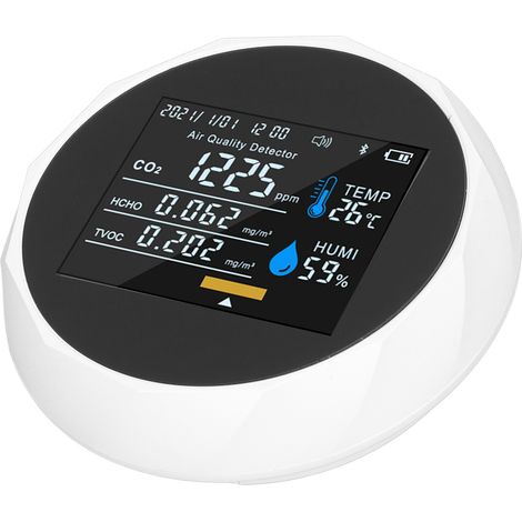 Luftqualitätsmonitor mit Echtzeit-Anzeige auf einem intelligenten Farbbildschirm, USB-Ladefunktion, tragbarer digitaler Luftqualitätsdetektor (5 V), weiß (1/5)