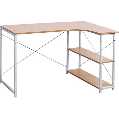 Escritorio de ordenador con dos estantes 120 cm MDF beige 190000561